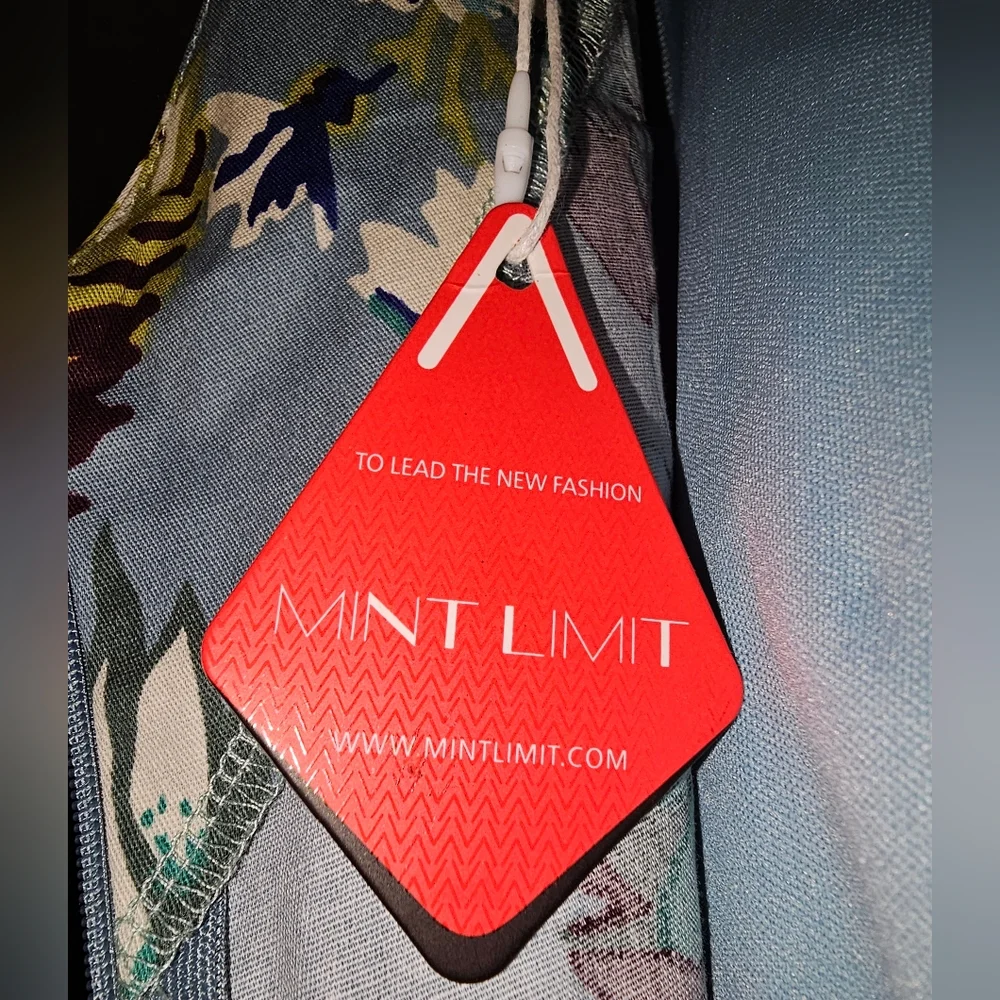 Mint Limit 1950s Retro Rockabilly Short Sleeve Blue Floral Flare Dress Sze Small - Picture 10 of 12